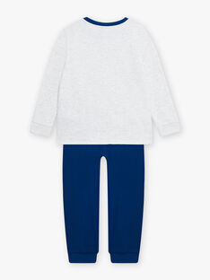 Ensemble pyjama gris chiné et bleu à motifs chantier enfant garçon CABENAGE / 22E5PG42PYJ943