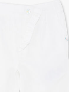 Pantalon blanc brodé à volants bébé fille ZANOOR / 21E1BFO1PAN000