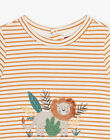 T-shirt rayé miel et écru à manches courtes bébé garçon CAKING / 22E1BG91TMC001