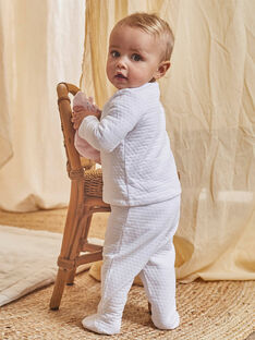 Pyjama en velours blanc à motifs éléphants naissance mixte COLOTTE / 22E0NMC1ENS000