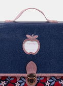 Cartable bleu marine et rose paillettés à imprimé pomme Fille NOCARTETTE / 25H4PFP1CAB070