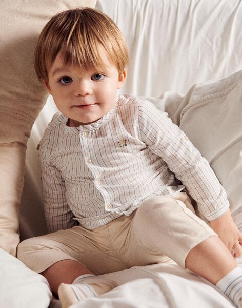 Chemise à rayures beige et bleu FAEDDY / 23E1BGI1CHMC218