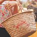 Sac panier en paille brodé Fraise