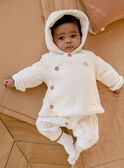 Veste de naissance à capuche en tubique écrue FOLMER / 23E0CM61VESA011