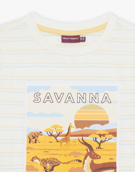 T-shirt écru à rayures et savane FAVANAGE / 23E3PG81TML001