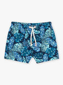 Short de bain bleu marine et vert à imprimé feuillage FISAM / 23E4BGM2MAI070
