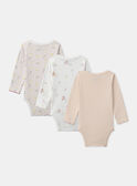 Lot de 3 bodies bébé fille à manches longues en coton issu de l'agriculture biologique MEJEANNE / 25E5BF41BDL001