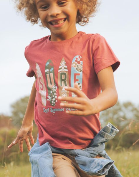 T-shirt rouge thème surf FISURFAGE / 23E3PGD2TMC303