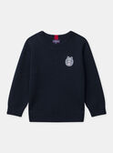 Pull bleu marine avec patch et manches longuesGarçon NOSSAGE / 25H3PGP1PUL705