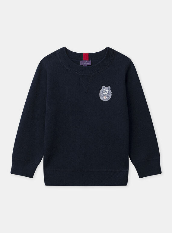 Pull bleu marine avec patch et manches longuesGarçon NOSSAGE / 25H3PGP1PUL705