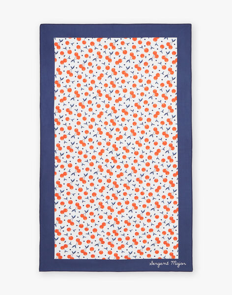 Serviette bleu marine et blanc à imprimé cerise orange foncé FRYSERETTE / 23E4PFL1SRV001