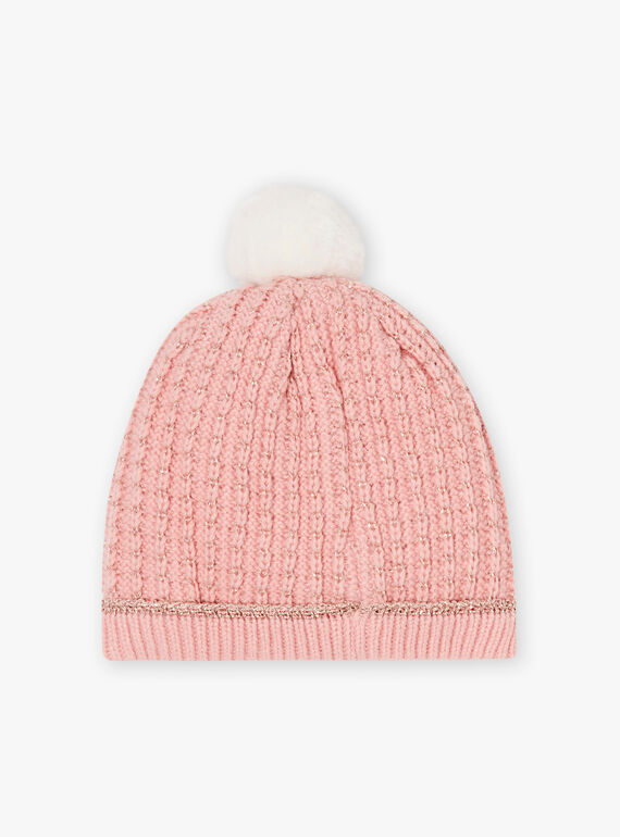 Bonnet en maille fantaisie rose pâle enfant fille BLODAETTE / 21H4PFD1BOND300