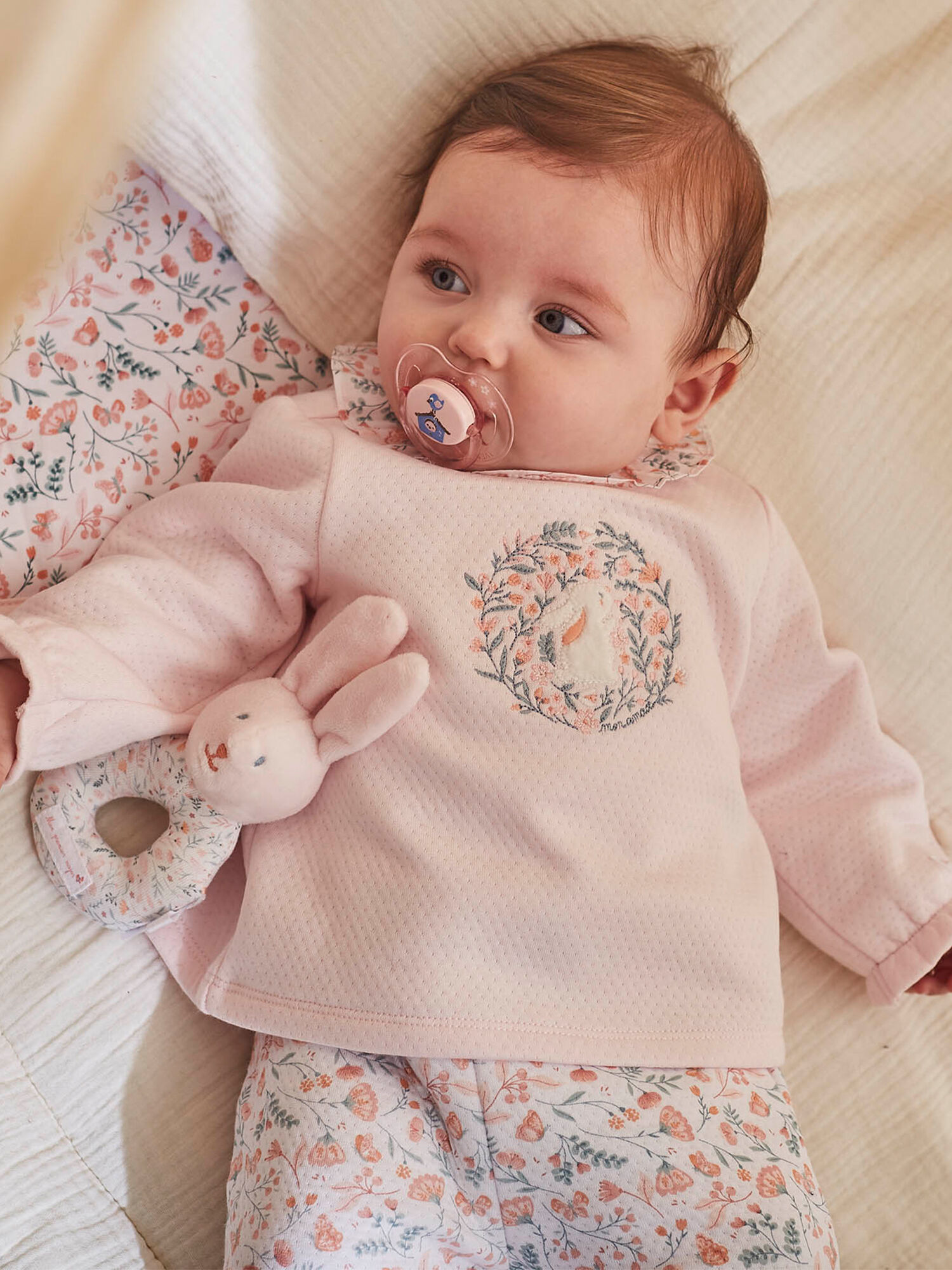 Ensemble en coton tubique a imprime fleuri naissance fille Fille Sergent Major