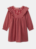 Robe rose avec volants sur les épaules et broderies pommes Fille NOMINETTE / 25H2PFP1ROB030