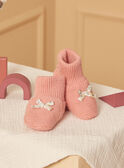 Chaussons de naissance rose poudré LOICA / 24H0AF11CHPD327