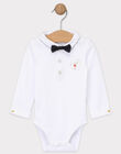 Body Manches Longues Blanc Bebe Garcon Avec Nœud Papillon Amovible