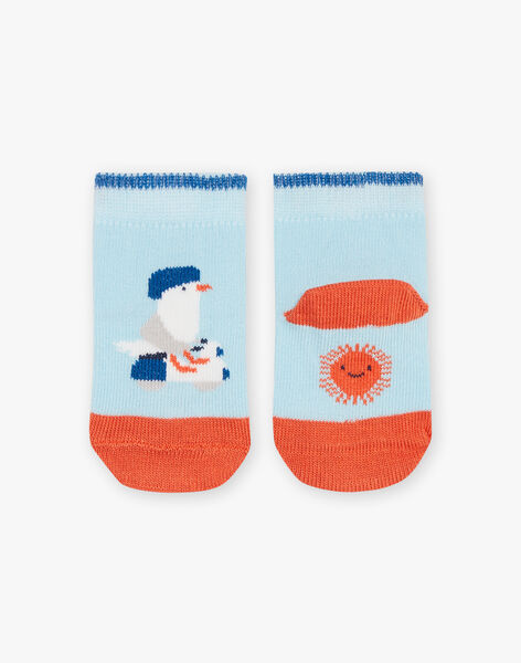 Chaussettes basses bleues à motif oiseau FAYOEL / 23E4BGR1SOB020