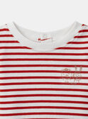 Tshirt à rayures rouges et blanches et manches longues Bébé Garçon NADAVID / 25H1BGK1TML001