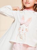 Ensemble pyjama écru à lapin et à carreaux FLORETTE / 23E5PF21PYJ001