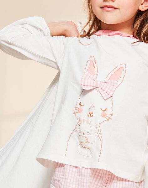 Ensemble pyjama écru à lapin et à carreaux FLORETTE / 23E5PF21PYJ001