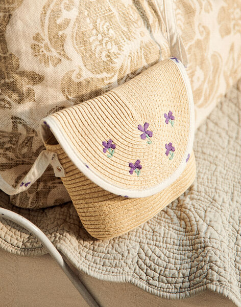 Sac besace en paille à fleurs FRESACETTE / 23E4PFI1BES009