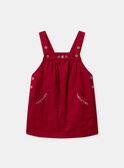 Chasuble rouge en velours à broderies fleurs et pommes Bébé Fille NAGULIA / 25H1BFM1CHS050