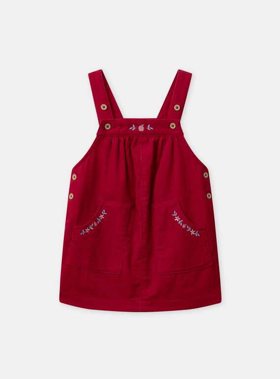 Chasuble rouge en velours à broderies fleurs et pommes Bébé Fille NAGULIA / 25H1BFM1CHS050