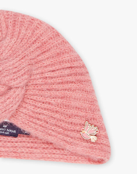 Bonnet vieux rose en tricot FIMAURINE / 23E4BF51BON817