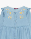 Robe en denim bleu à broderies fleuries FADENETTE / 23E2PF81ROBP272