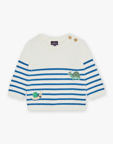 Pull marinière bleu marine et écru FAMAURICE / 23E1BGN1PUL001