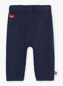 Pantalon en tubique bleu marine FAKAMEL / 23E1BGC1PAN070
