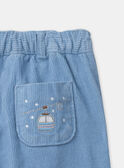 Pantalon bleu en velours côtelés LARABETTE / 24H2PFS1PAN205