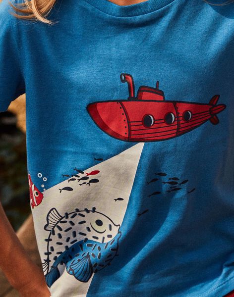 T-shirt bleu phosphorescent FOSSAGE / 23E3PGC2TMC201