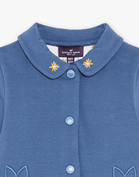Cardigan bleu marine esprit veste à patchs fleurs FABARBARA / 23E1BF82CAR070