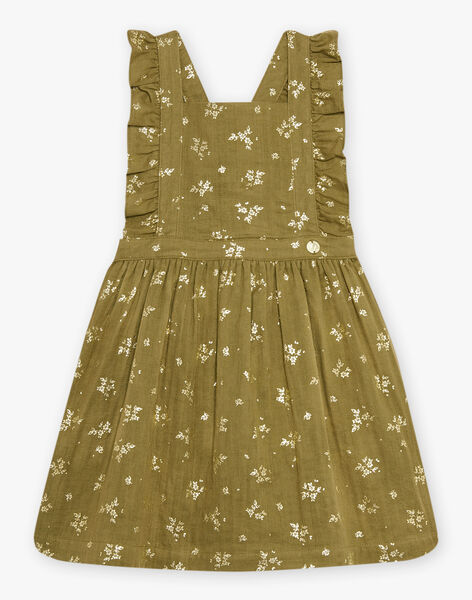 Robe kaki en double gaze de coton à imprimé fleuri DECRETTE / 22H2PFD1CHS604