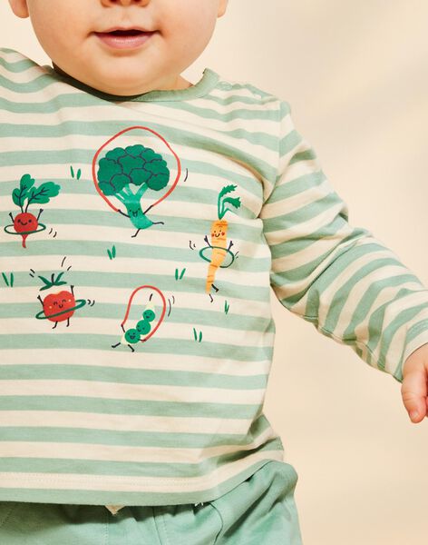 T-shirt vanille à rayures et légumes FACLEM / 23E1BGB1TML611