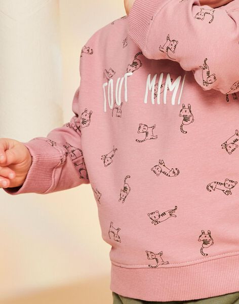 Sweat rose vintage avec animaux FAGETIENNE / 23E1BGD2SWED332