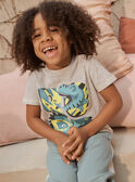 T-shirt gris cendré motif dinosaure fantaisie enfant garçon CAXOLAGE / 22E3PGB1TMCJ904