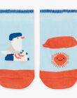 Chaussettes basses bleues à motif oiseau FAYOEL / 23E4BGR1SOB020