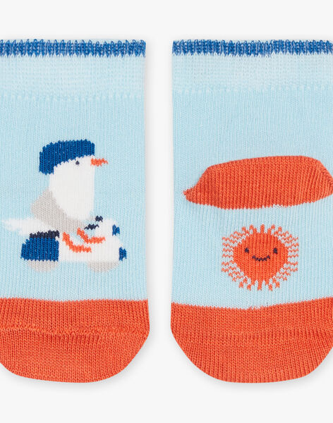 Chaussettes basses bleues à motif oiseau FAYOEL / 23E4BGR1SOB020