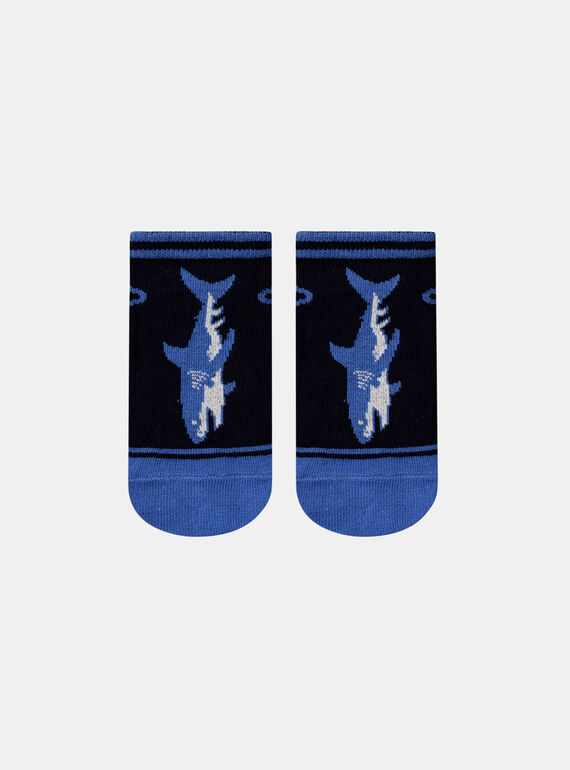 Chaussettes bleues à motif jacquard et animation requin en jersey KLOCHAGE / 24E4PGS1SOQC234