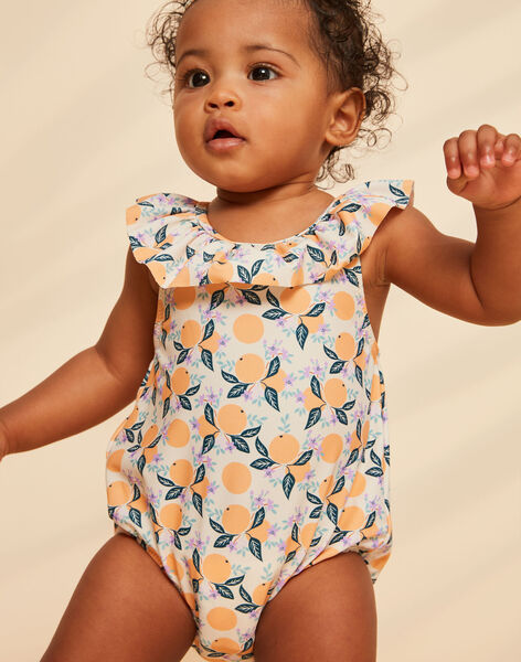 Maillot de bain 1 pièce orange et bleu à imprimé clémentines FITERESE / 23E4BFM1MAI114
