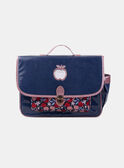 Cartable bleu marine et rose paillettés à imprimé pomme Fille NOCARTETTE / 25H4PFP1CAB070