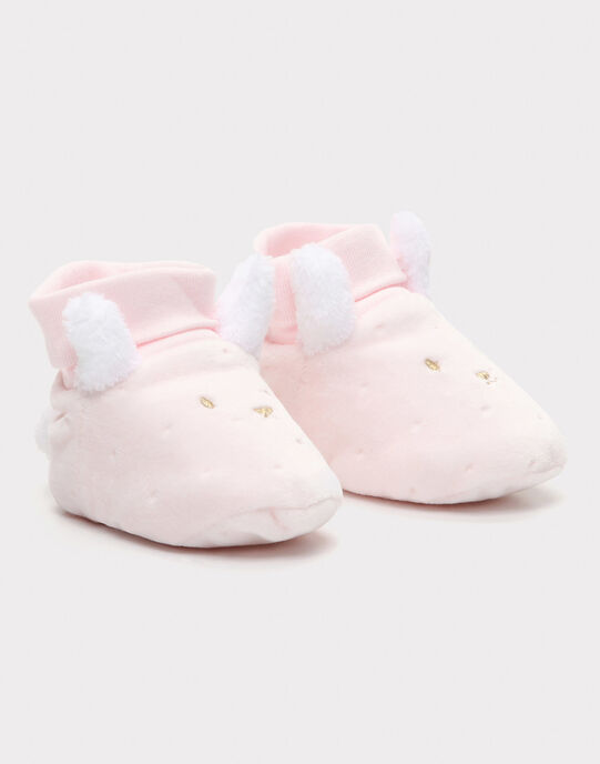 Chaussons Rose Pale En Velours Petit Lapin Bebe Fille Catalogue