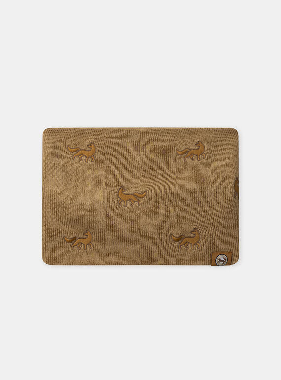 Écharpe en maillon marron à broderie loup Garçon NIFOXAGE / 25H4PGE2SNOA014