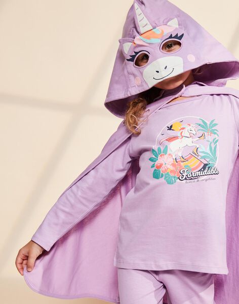 Pyjama deux pièces violet pâle en coton avec cape tête de licorne FLOPOETTE 3 / 23E5PF41PYT326