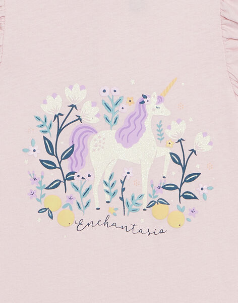 T-shirt lilas à volants et licorne fantaisie FLALICETTE / 23E2PFO1TMCH700
