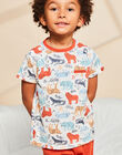 Pyjama écru et rouge à imprimé savane FLODRAGE / 23E5PG35PYJ001