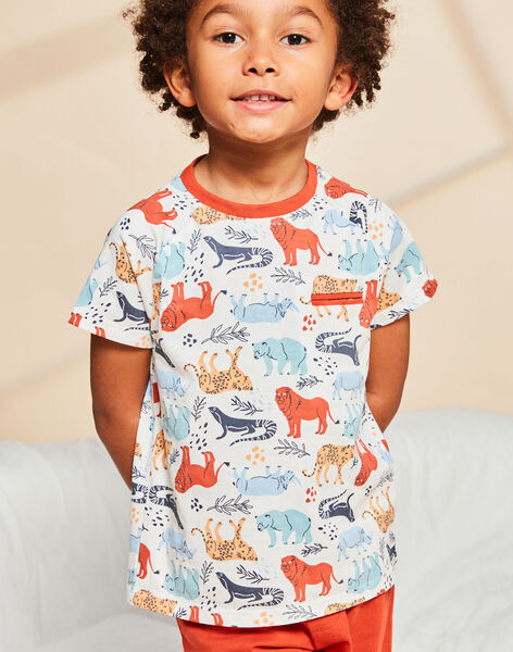 Pyjama écru et rouge à imprimé savane FLODRAGE / 23E5PG35PYJ001