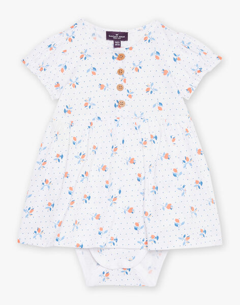 Robe écrue avec body intégré à imprimé fleuri FAZORA / 23E1BFR1ROB001